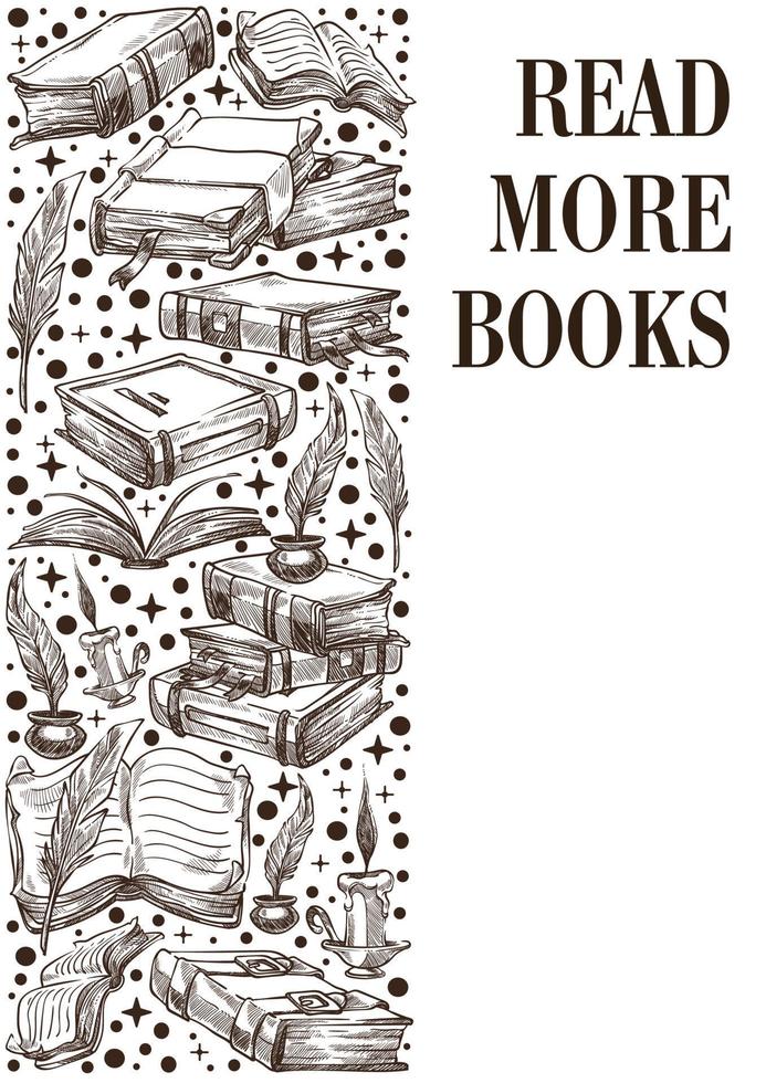 Read more books, vintage banner with textbooks vector