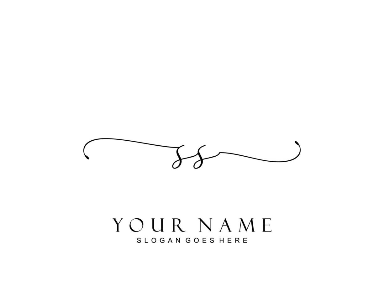 Initial SS beauty monogram and elegant logo design, handwriting logo of initial signature, wedding, fashion, floral and botanical with creative template. vector