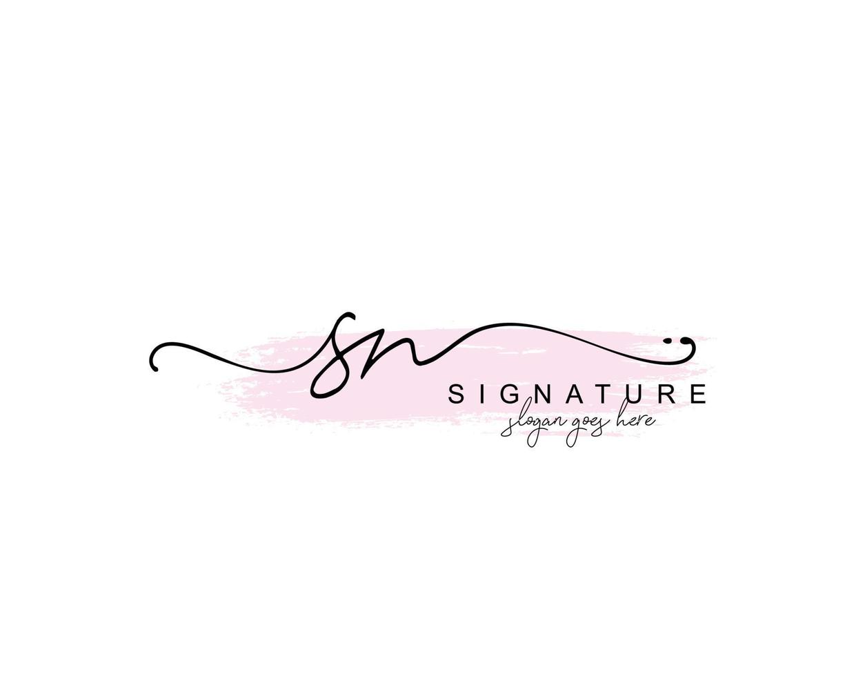Initial SN beauty monogram and elegant logo design, handwriting logo of initial signature, wedding, fashion, floral and botanical with creative template. vector