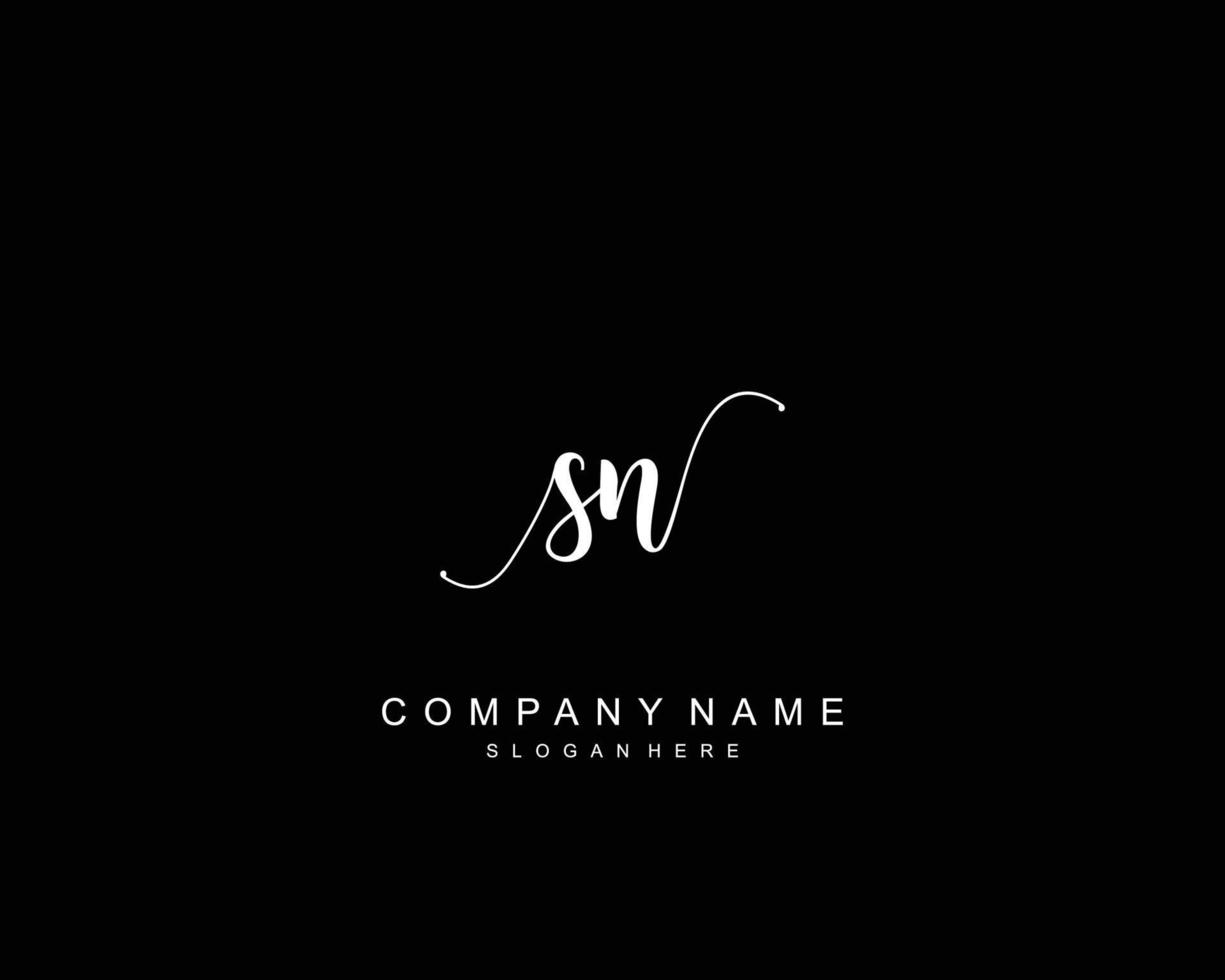 Initial SN beauty monogram and elegant logo design, handwriting logo of initial signature, wedding, fashion, floral and botanical with creative template. vector