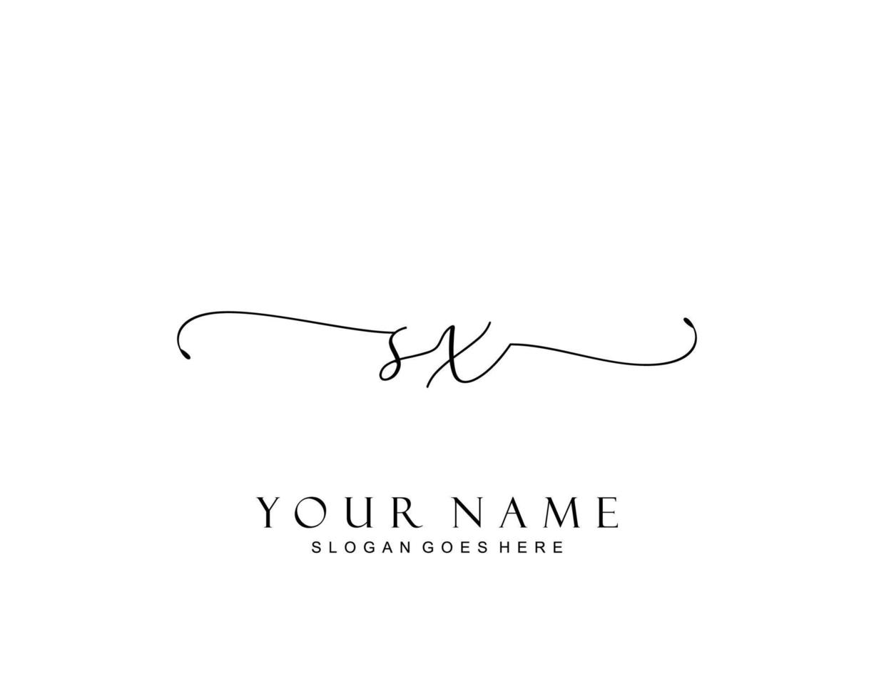 Initial SX beauty monogram and elegant logo design, handwriting logo of initial signature, wedding, fashion, floral and botanical with creative template. vector