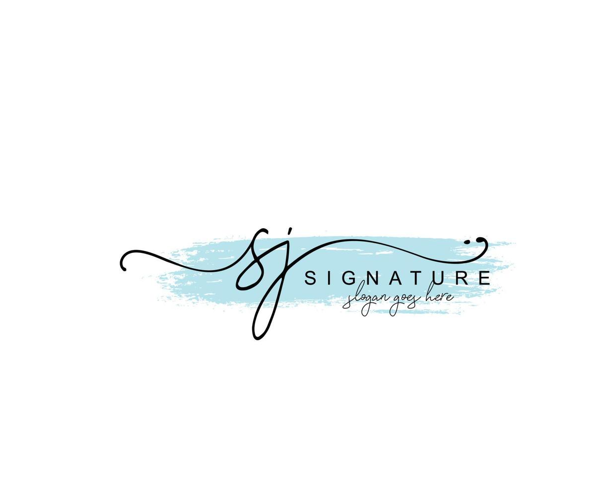 Initial SJ beauty monogram and elegant logo design, handwriting logo of initial signature, wedding, fashion, floral and botanical with creative template. vector