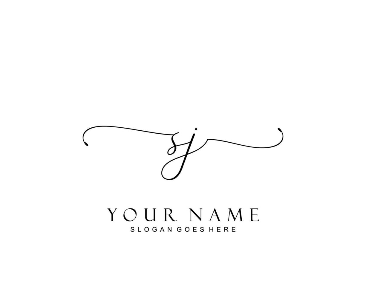 Initial SJ beauty monogram and elegant logo design, handwriting logo of initial signature, wedding, fashion, floral and botanical with creative template. vector