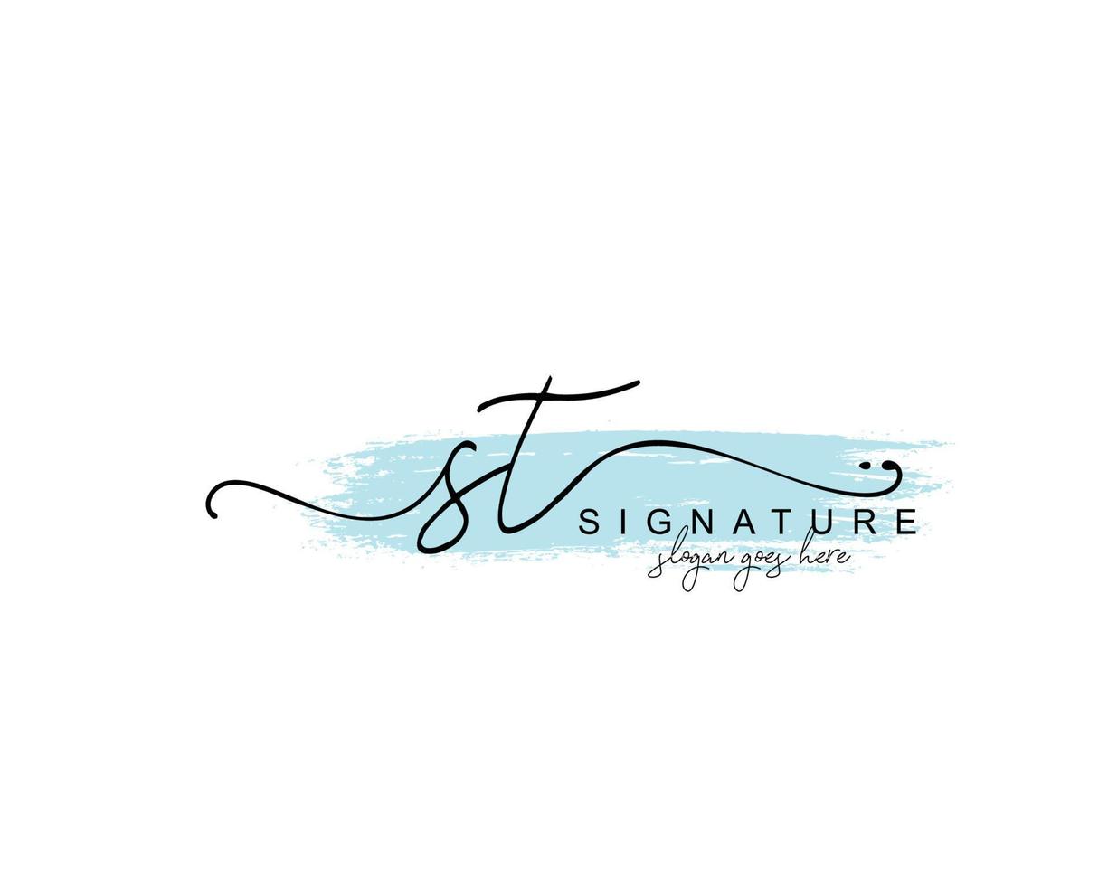 Initial ST beauty monogram and elegant logo design, handwriting logo of initial signature, wedding, fashion, floral and botanical with creative template. vector