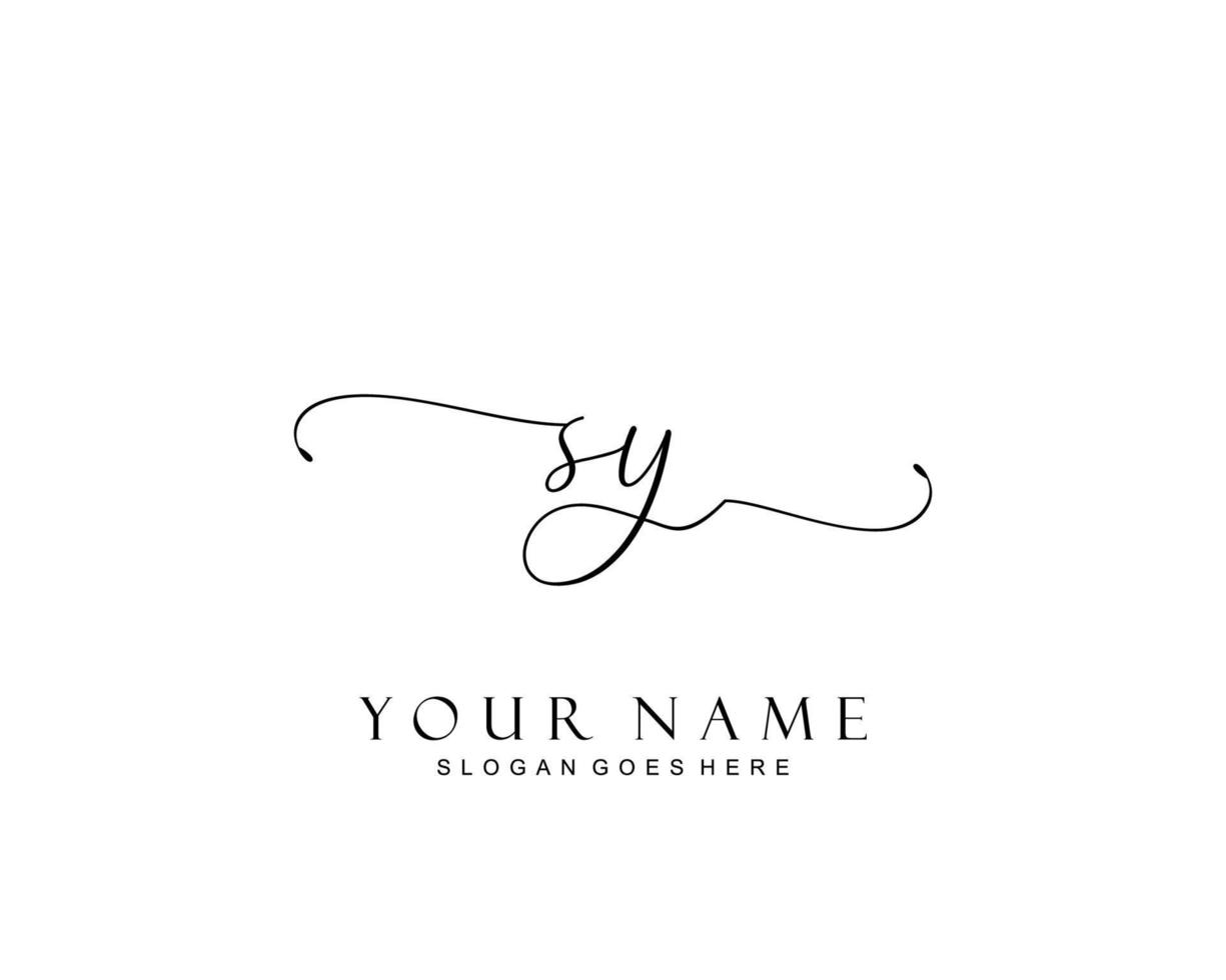 Initial SY beauty monogram and elegant logo design, handwriting logo of initial signature, wedding, fashion, floral and botanical with creative template. vector