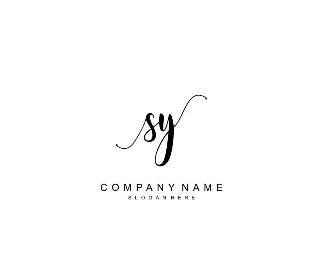 Initial SY beauty monogram and elegant logo design, handwriting logo of initial signature, wedding, fashion, floral and botanical with creative template. vector