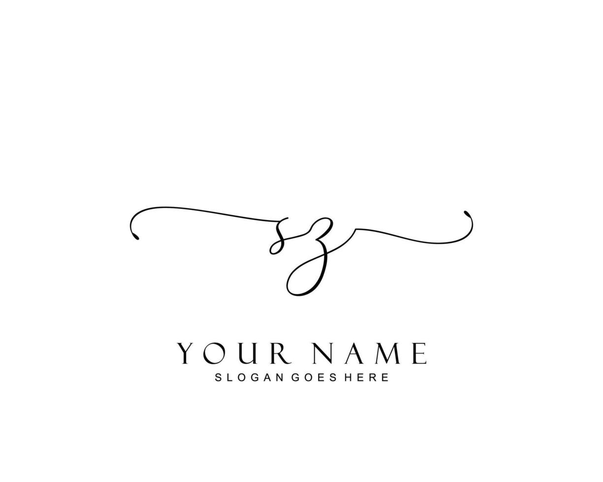 Initial SZ beauty monogram and elegant logo design, handwriting logo of initial signature, wedding, fashion, floral and botanical with creative template. vector