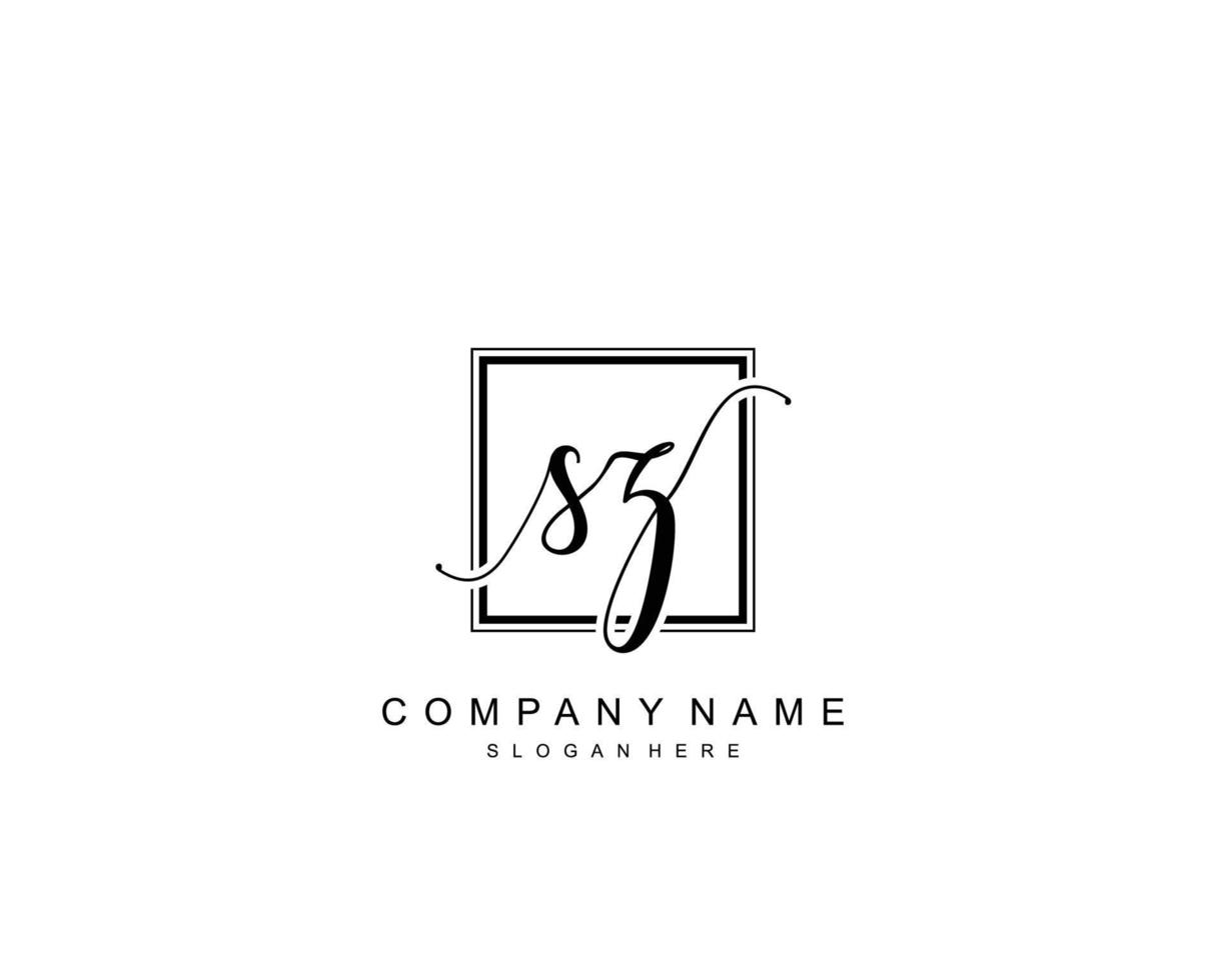 Initial SZ beauty monogram and elegant logo design, handwriting logo of initial signature, wedding, fashion, floral and botanical with creative template. vector