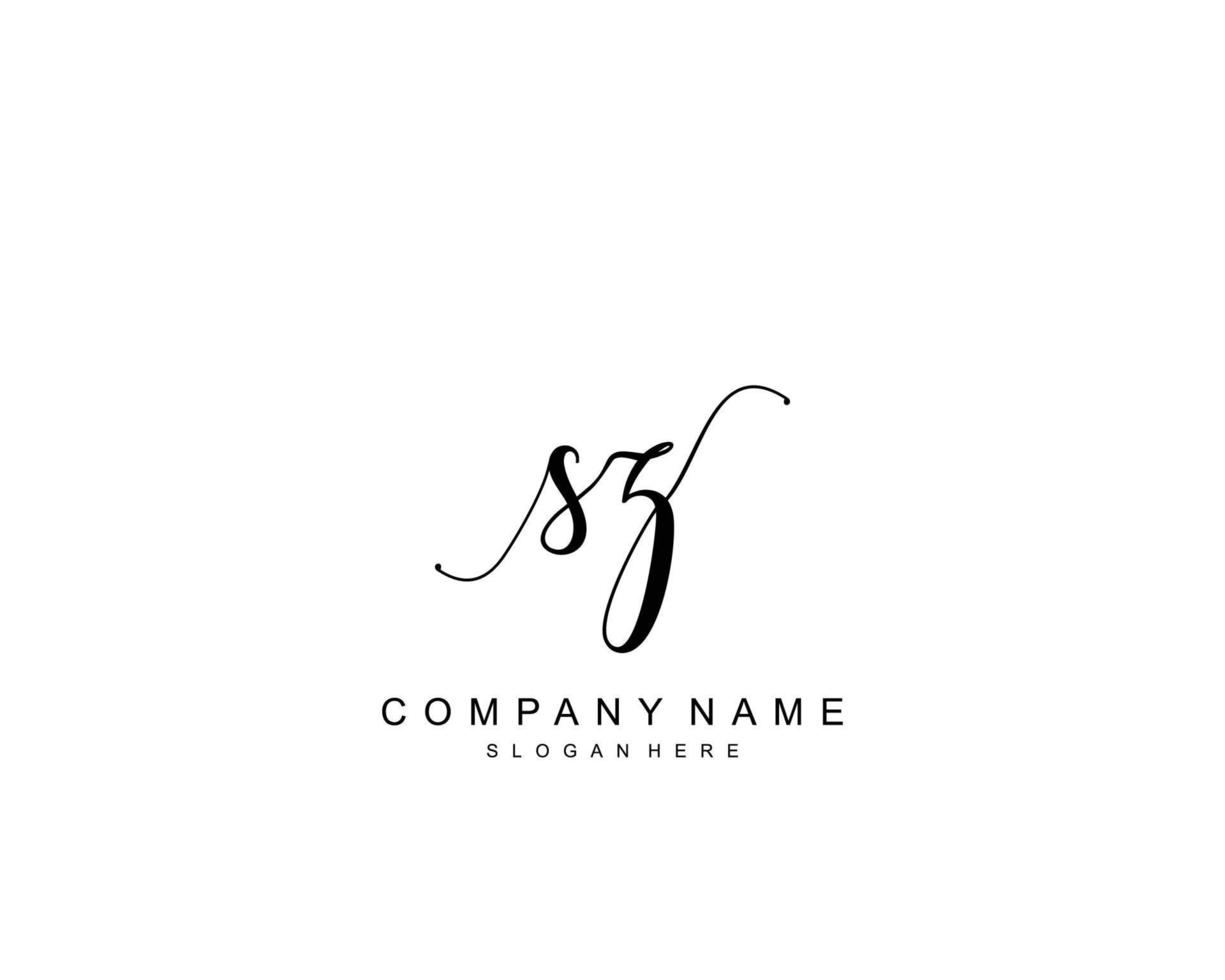 Initial SZ beauty monogram and elegant logo design, handwriting logo of initial signature, wedding, fashion, floral and botanical with creative template. vector