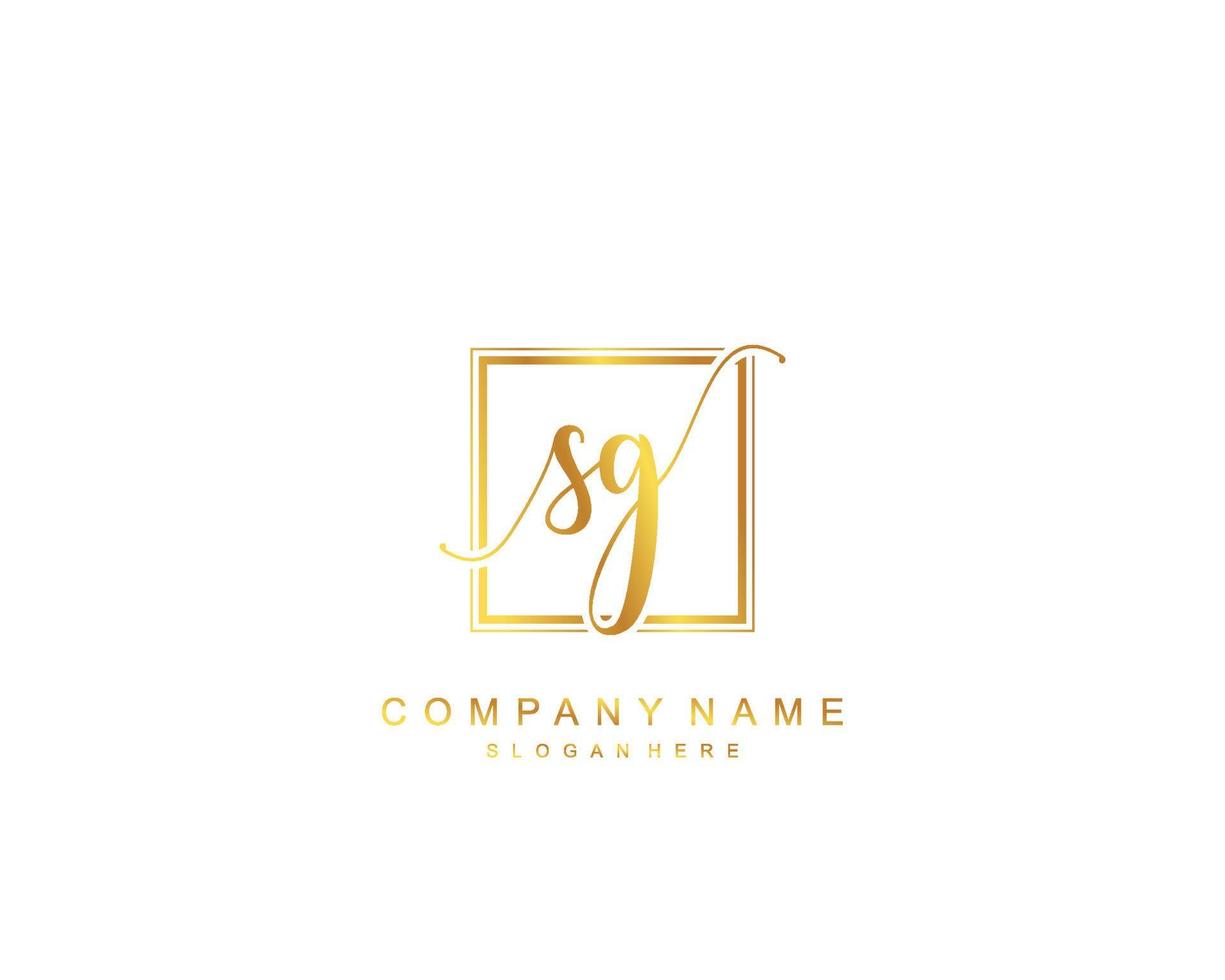 Initial SG beauty monogram and elegant logo design, handwriting logo of initial signature, wedding, fashion, floral and botanical with creative template. vector