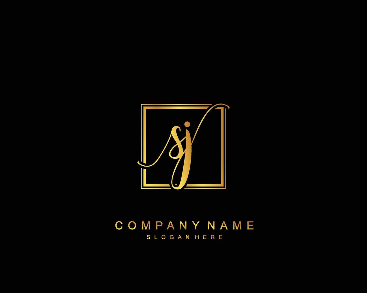 Initial SJ beauty monogram and elegant logo design, handwriting logo of initial signature, wedding, fashion, floral and botanical with creative template. vector