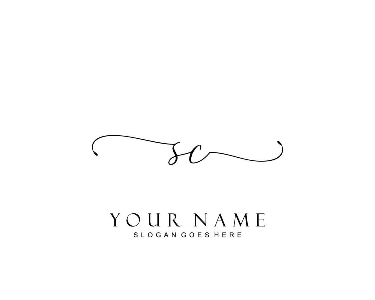 Initial SC beauty monogram and elegant logo design, handwriting logo of initial signature, wedding, fashion, floral and botanical with creative template. vector