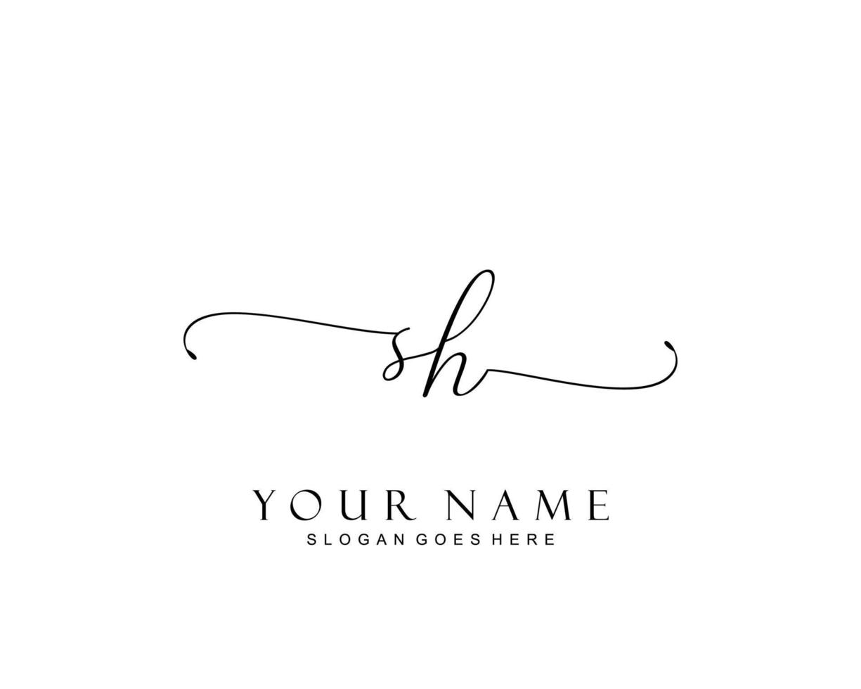 Initial SH beauty monogram and elegant logo design, handwriting logo of initial signature, wedding, fashion, floral and botanical with creative template. vector