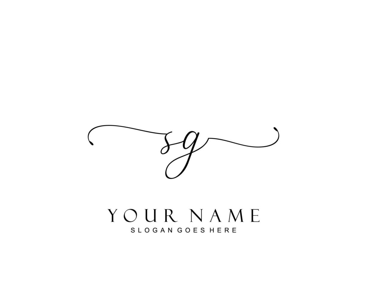 Initial SG beauty monogram and elegant logo design, handwriting logo of initial signature, wedding, fashion, floral and botanical with creative template. vector