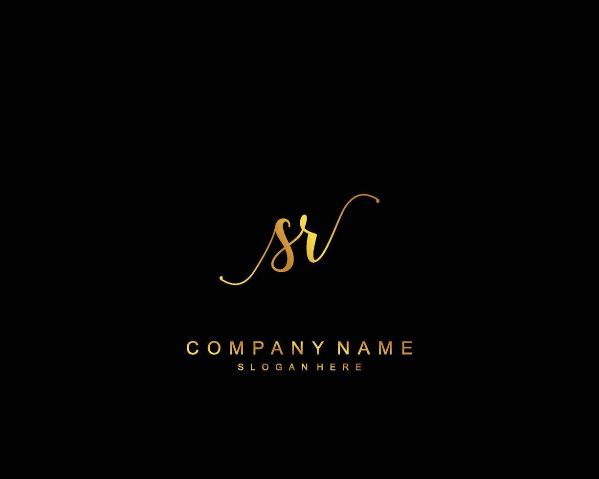 Initial SR beauty monogram and elegant logo design, handwriting logo of initial signature, wedding, fashion, floral and botanical with creative template. vector