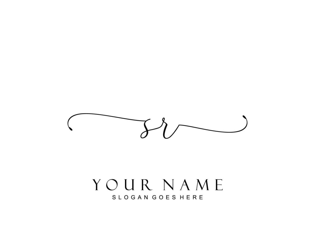 Initial SR beauty monogram and elegant logo design, handwriting logo of initial signature, wedding, fashion, floral and botanical with creative template. vector