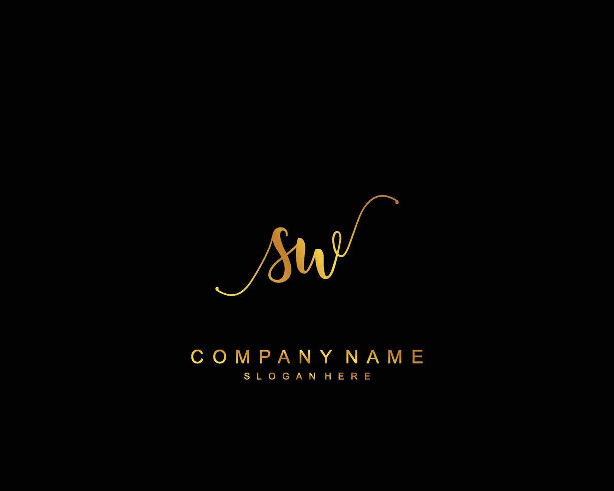 Initial SW beauty monogram and elegant logo design, handwriting logo of initial signature, wedding, fashion, floral and botanical with creative template. vector