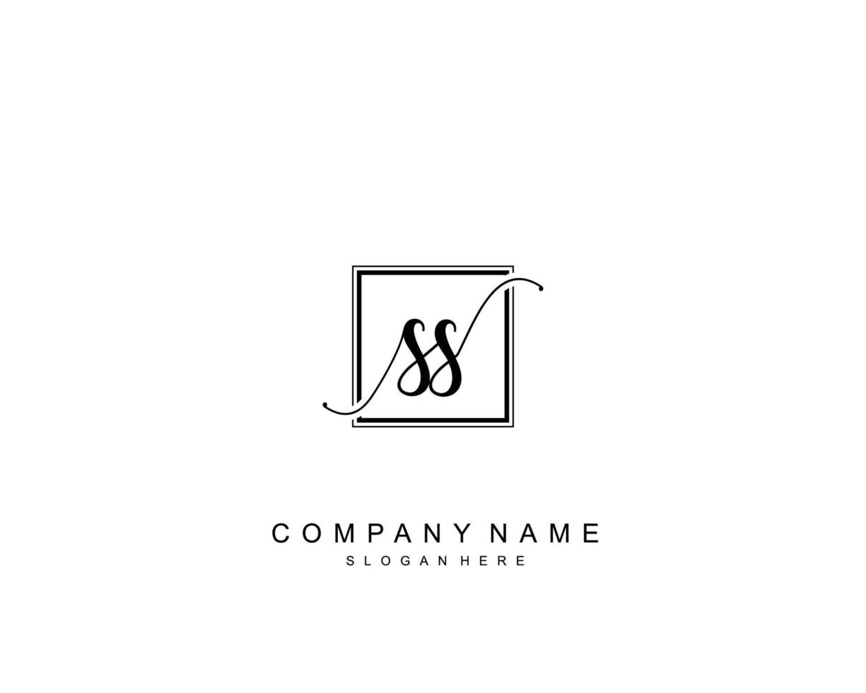 Initial SS beauty monogram and elegant logo design, handwriting logo of initial signature, wedding, fashion, floral and botanical with creative template. vector