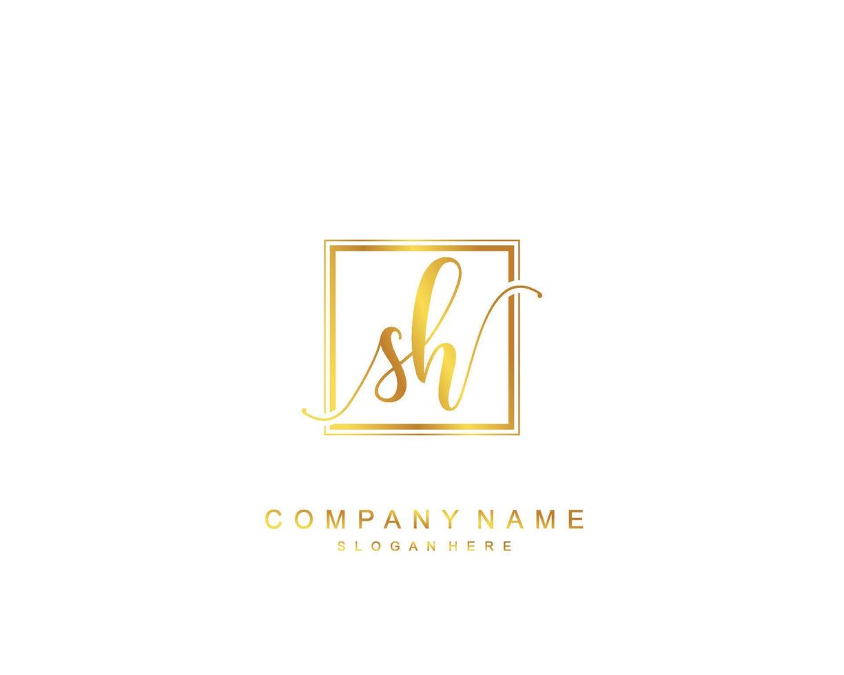 Initial SH beauty monogram and elegant logo design, handwriting logo of initial signature, wedding, fashion, floral and botanical with creative template. vector