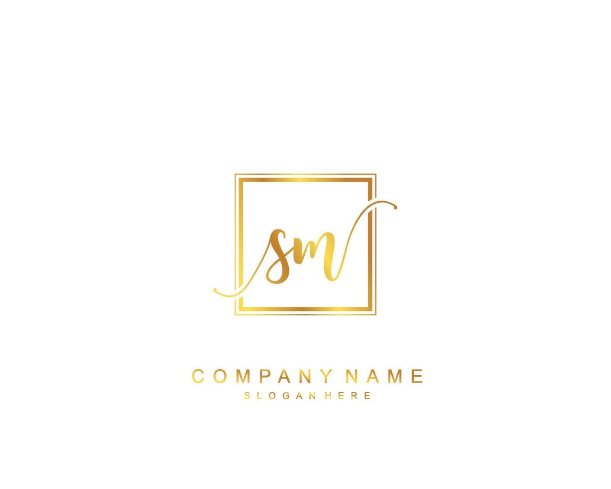 Initial SM beauty monogram and elegant logo design, handwriting logo of initial signature, wedding, fashion, floral and botanical with creative template. vector