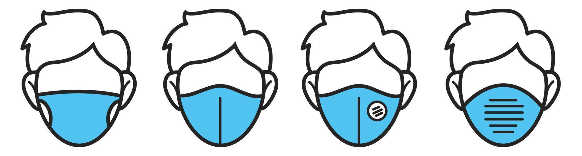 Filter mask protecting against viruses bacteria vector