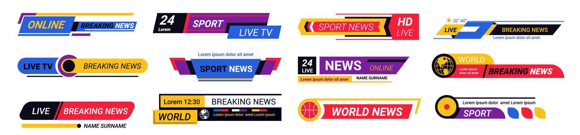 Breaking news banner for sports events summary vector