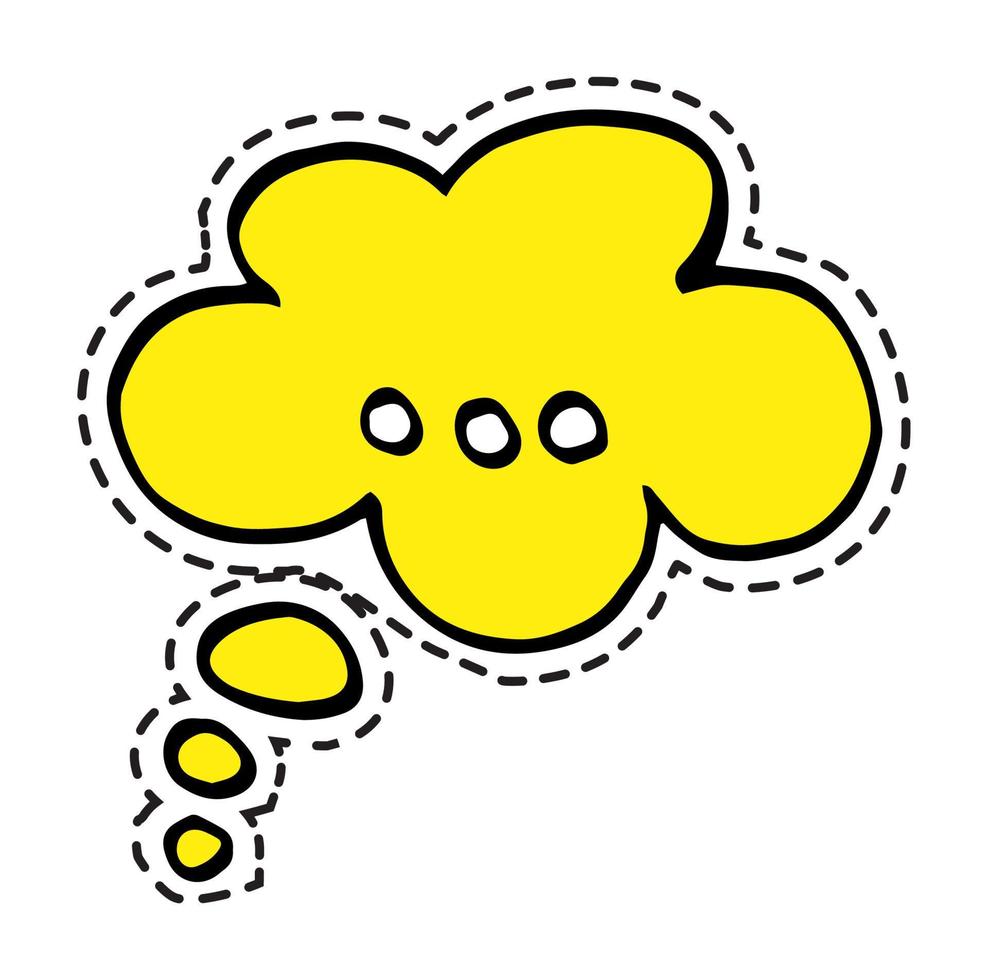 Thought bubble with dots, thinking chat sticker vector