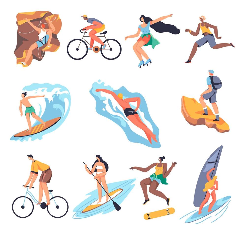 Summer sports and activities, recreation and fun vector