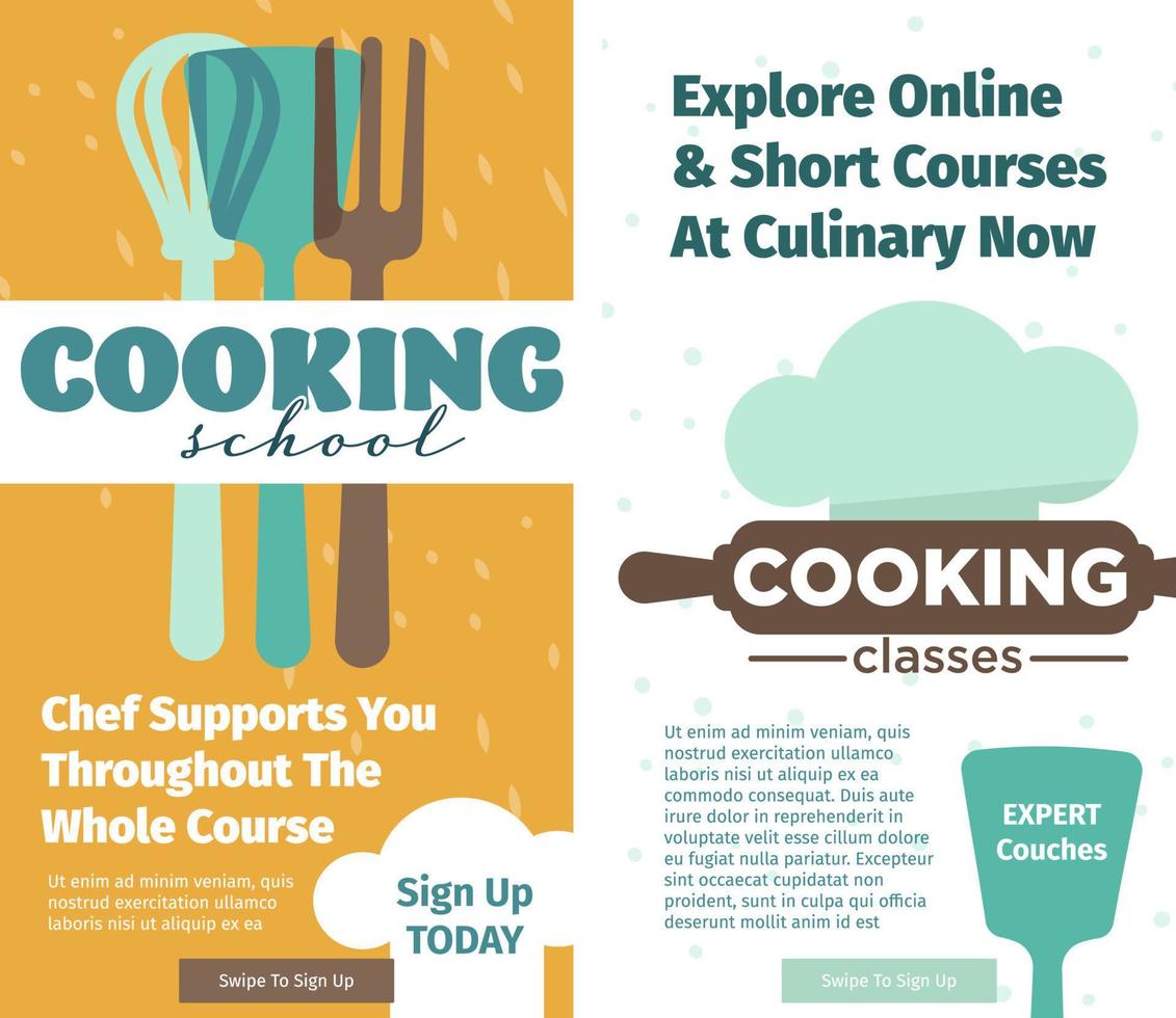 Explore online and short courses, cooking classes vector