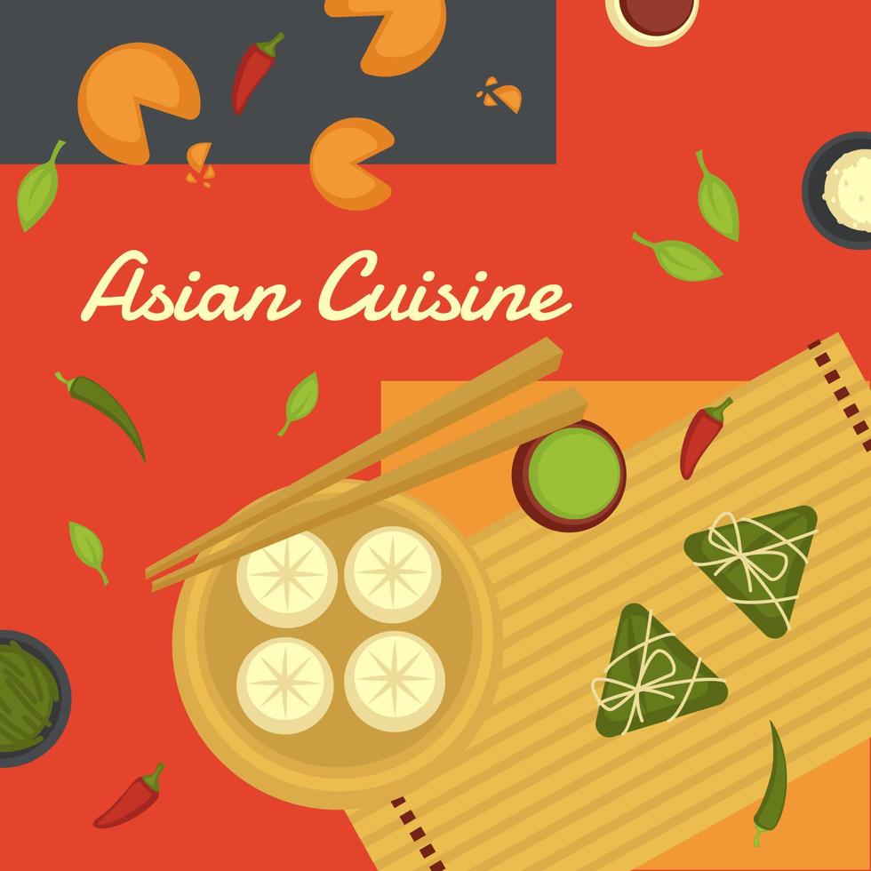 albóndigas de cocina asiática con rellenos y salsa vector