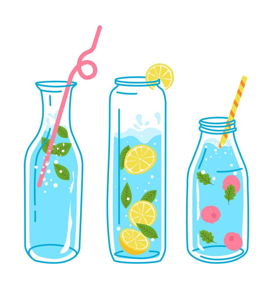 Drinks and beverages, lemonade and soda vector