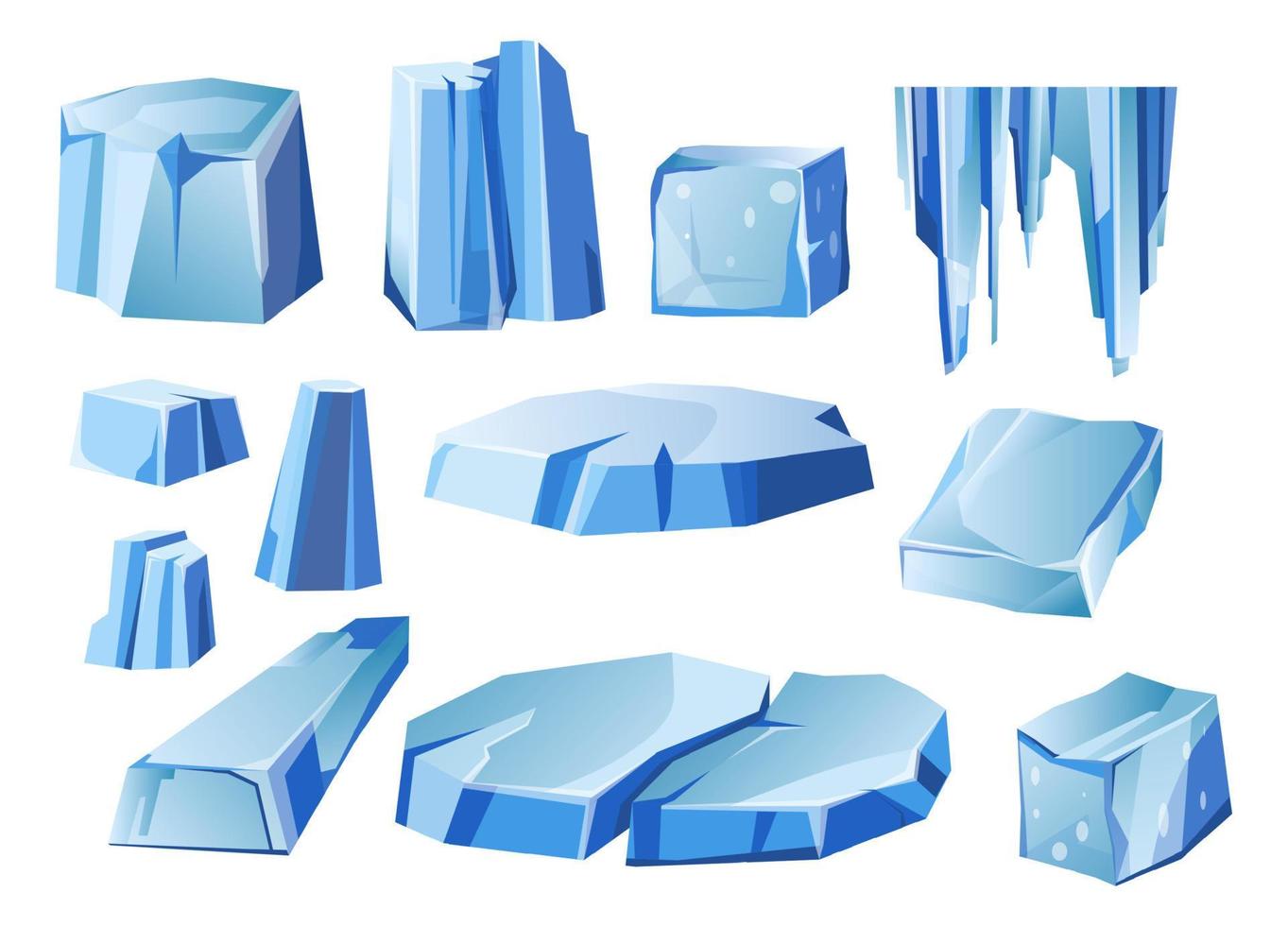 Icebergs and ice masses drifting on surface vector