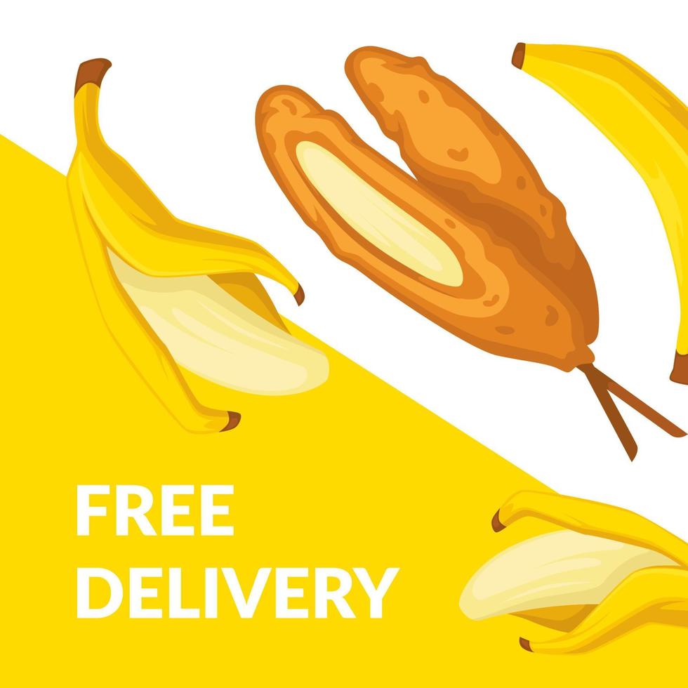 Banana desserts, free delivery while ordering vector