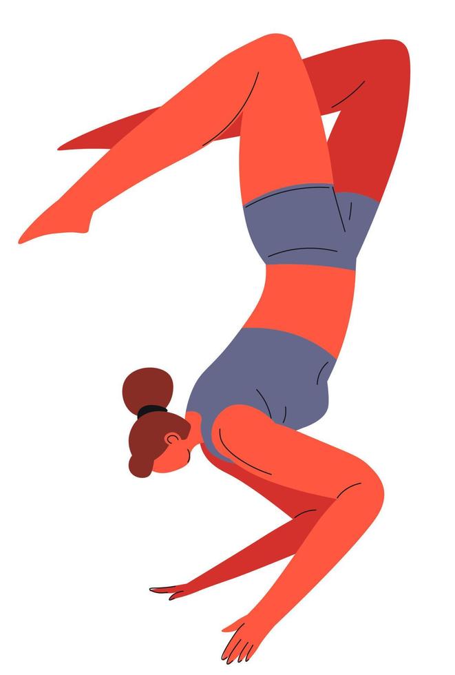 Woman doing yoga practicing asana positions vector