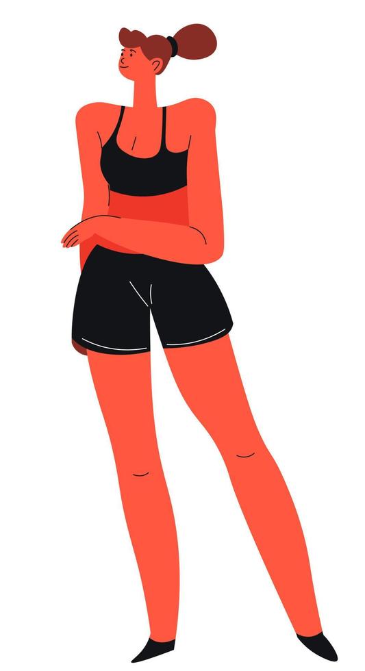 Athletic female character wearing sports clothes vector