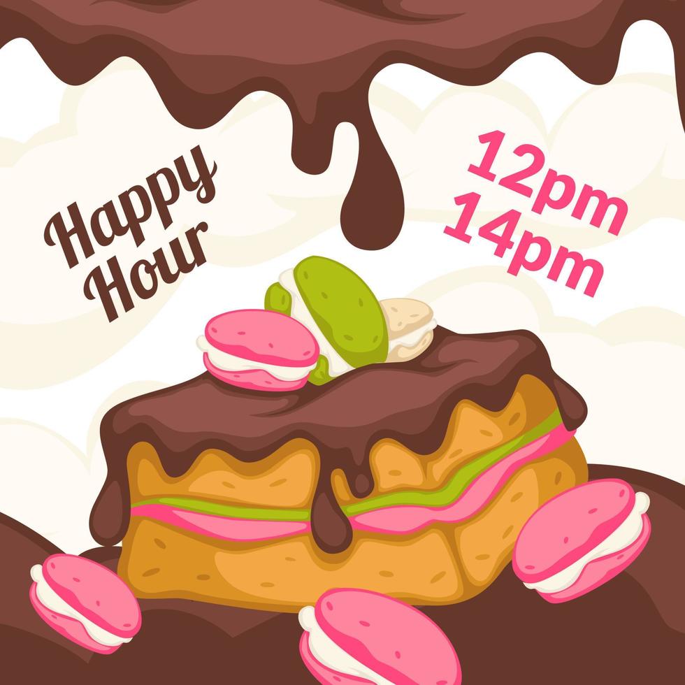 Bakery shop happy hour, price reduction in cafe vector