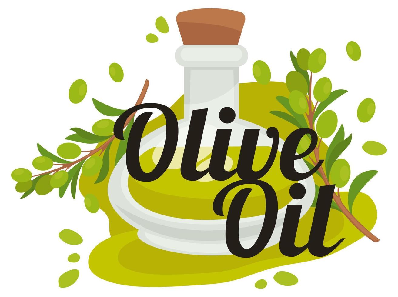 aceite de oliva esencia orgánica y natural en botella vector