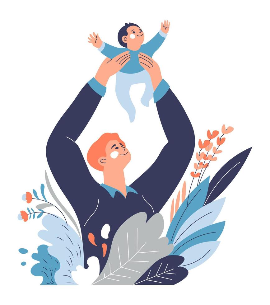 Dad playing with toddler, father throwing baby 17759524 Vector Art at