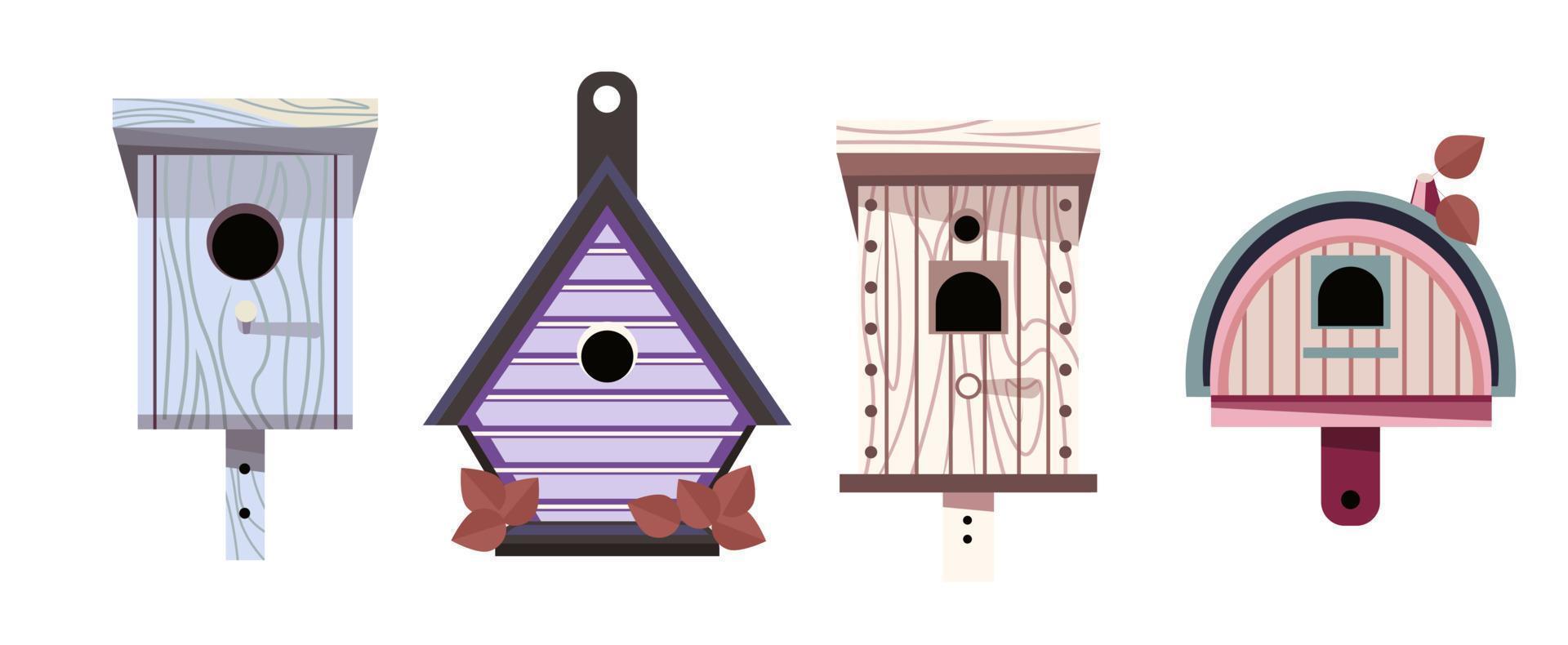 Bird feeder, wooden birdhouse for winter season vector