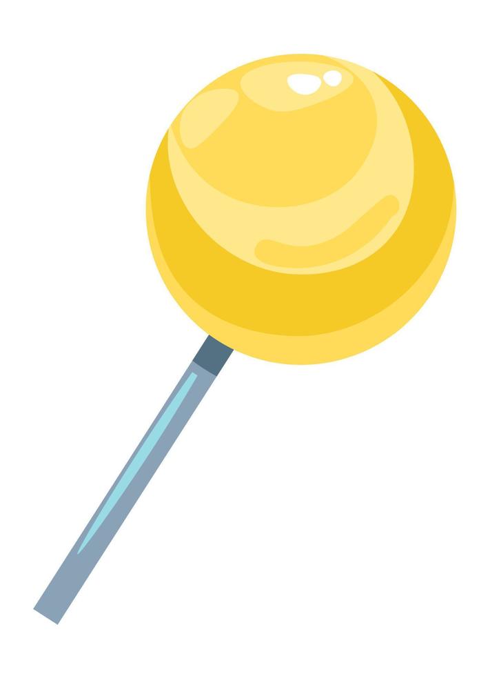 Sweet lollipop on stick, caramel candy dessert vector