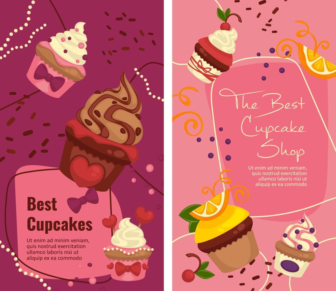 Best cupcakes, bakery shop or store with sale vector