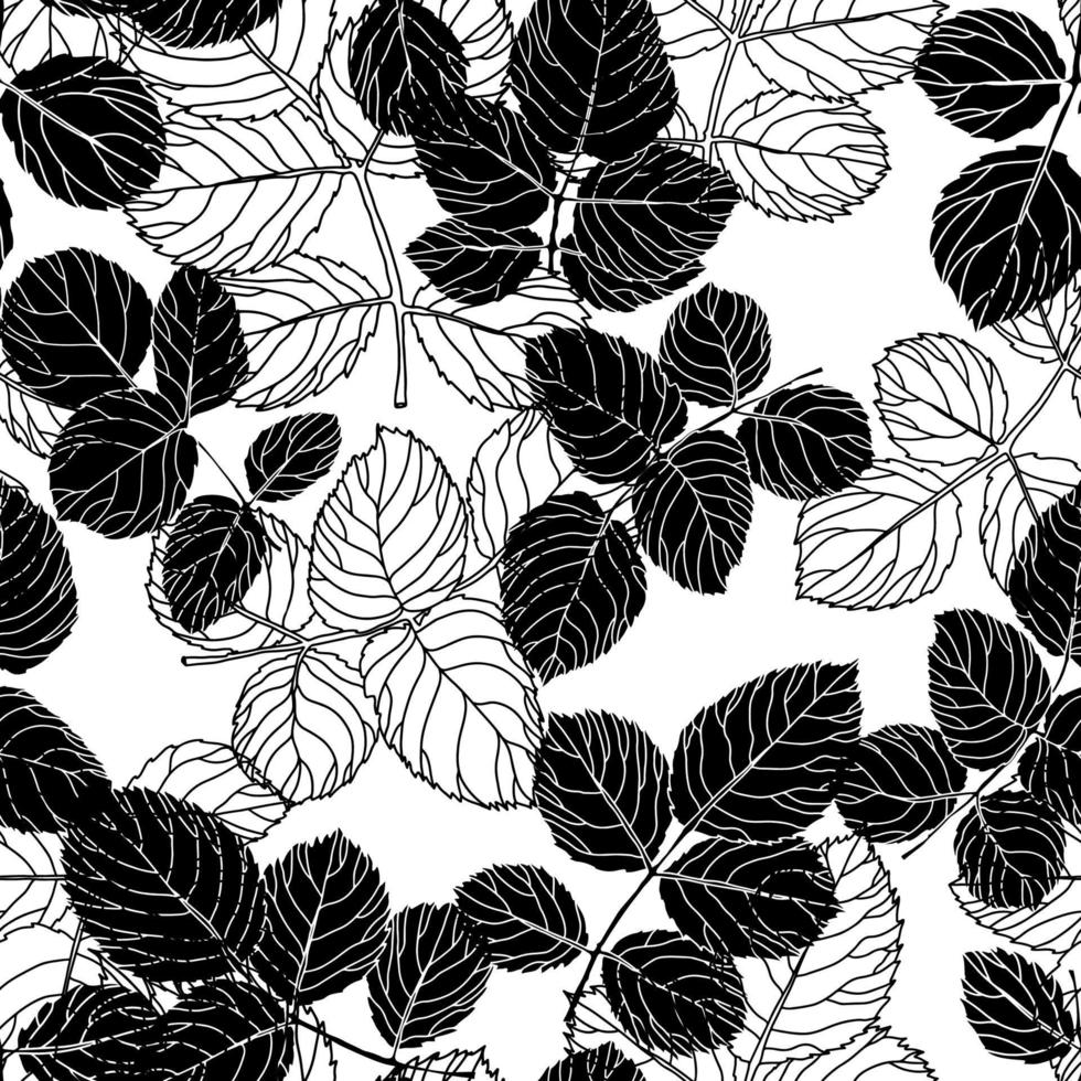 Foliage and flowers, leaves silhouette pattern vector