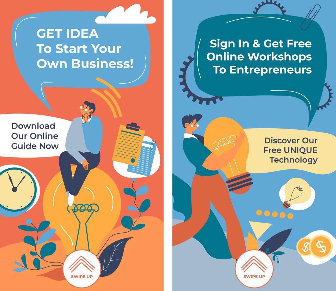 Get idea to start your own business, online course vector