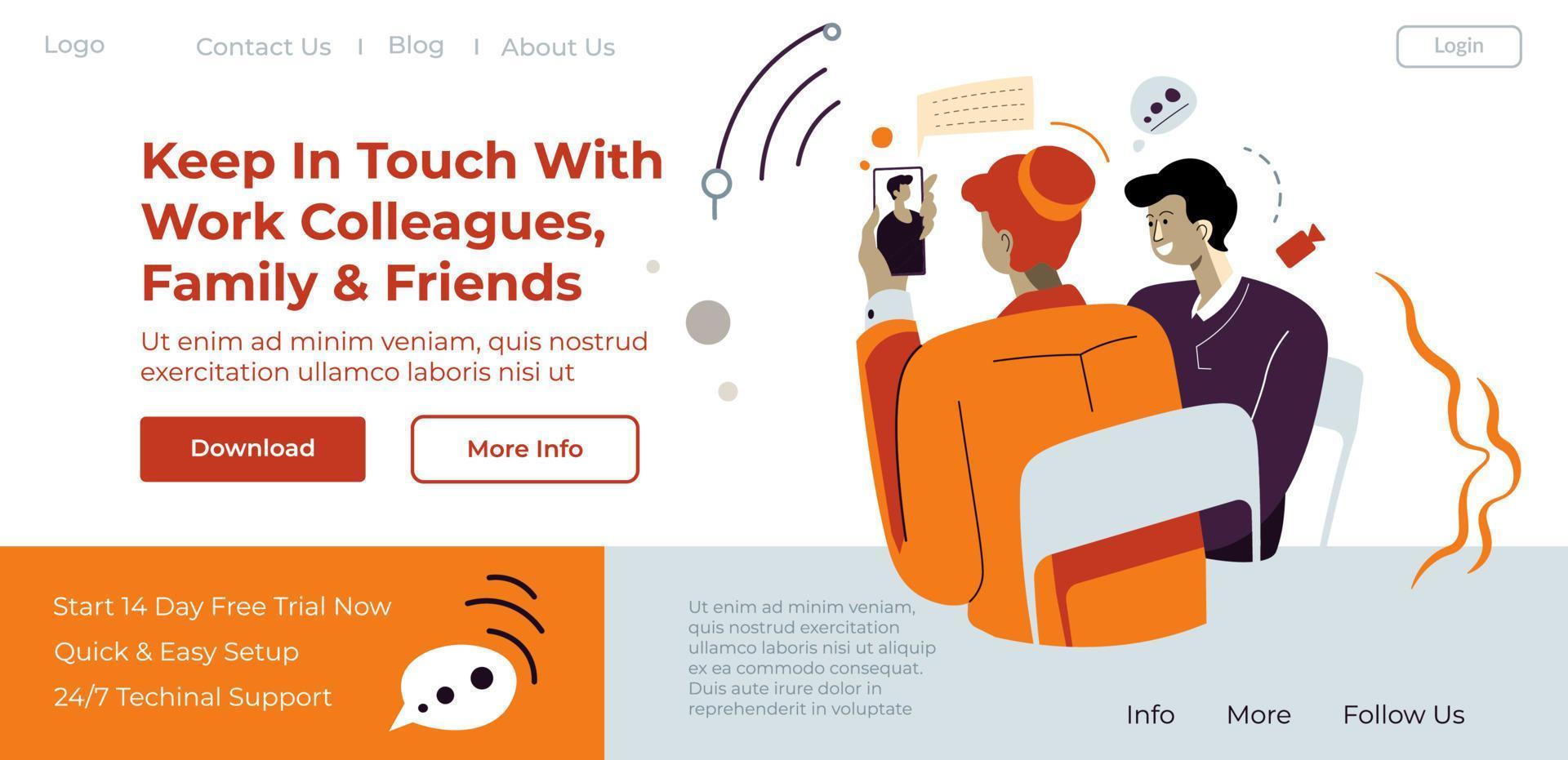 Video calling app, keep in touch with family web vector