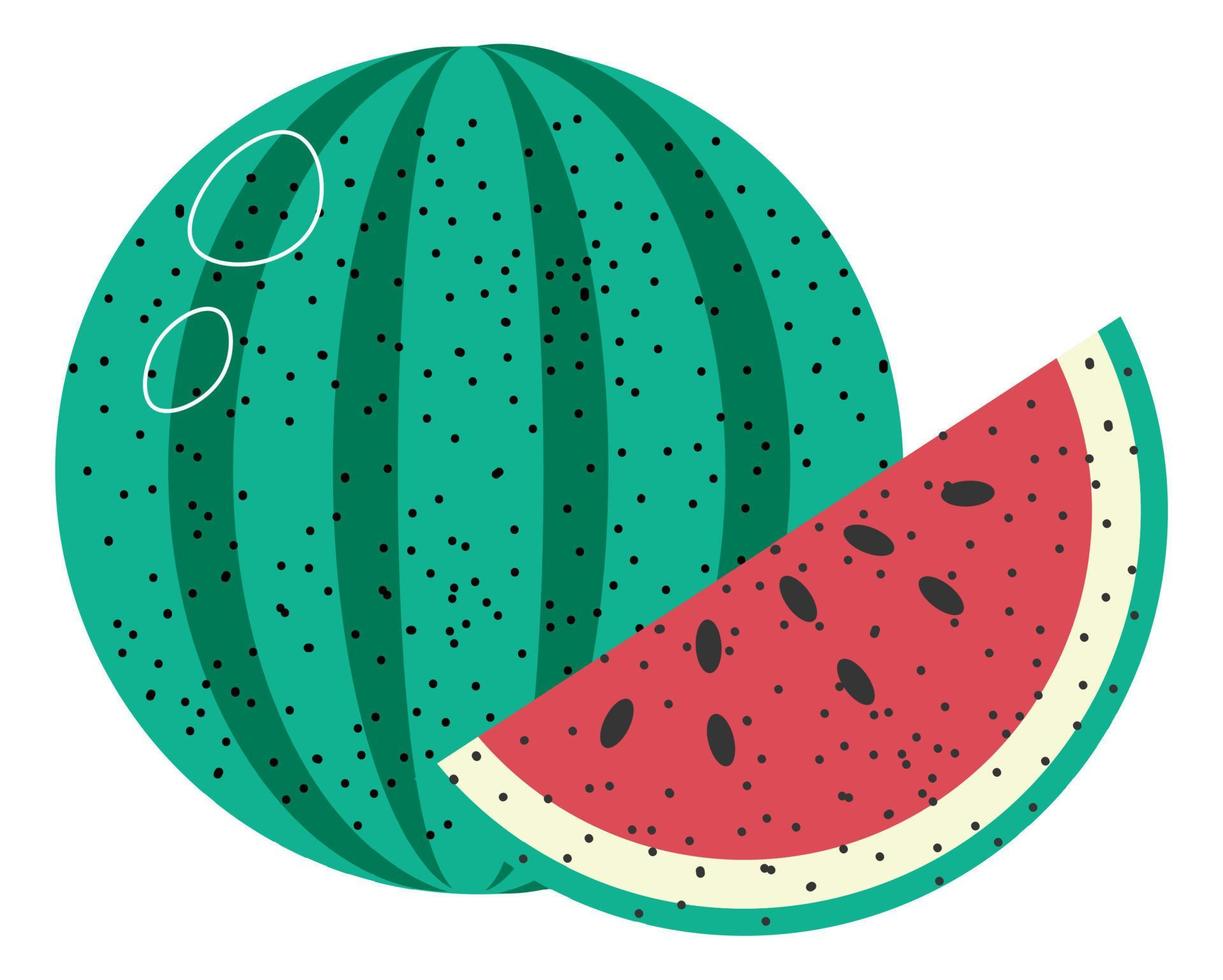 fruta de sandía con semillas, vector de productos maduros