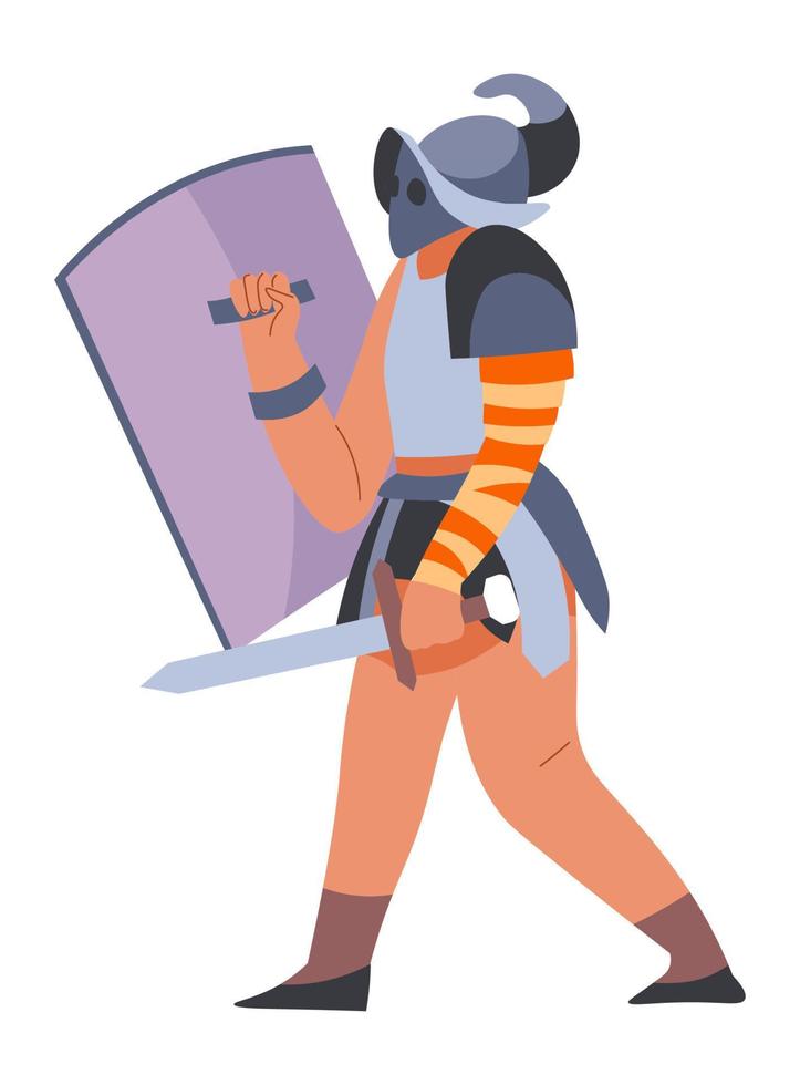 Gladiator or roman warrior with shield and sword vector