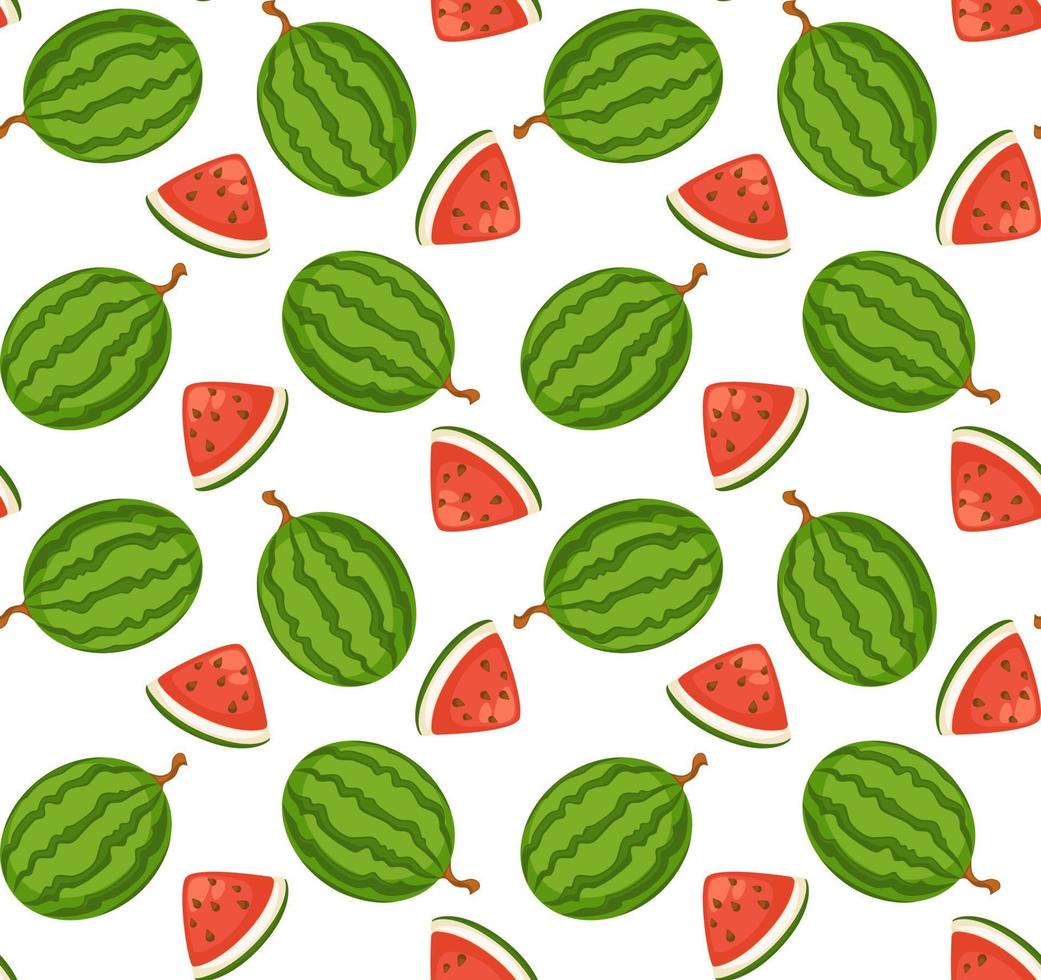 Watermelons slice and whole berry fruit print vector