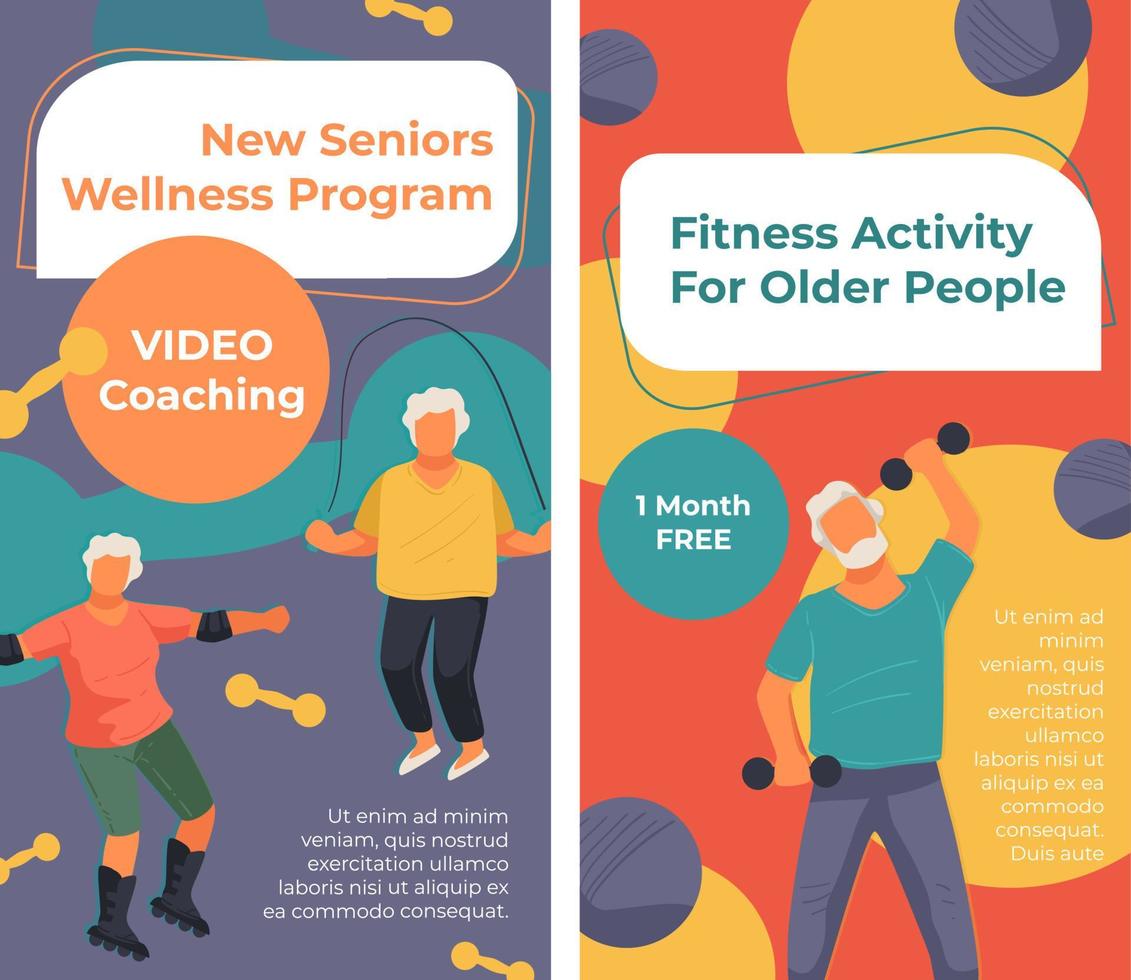 Seniors wellness program video coaching online vector