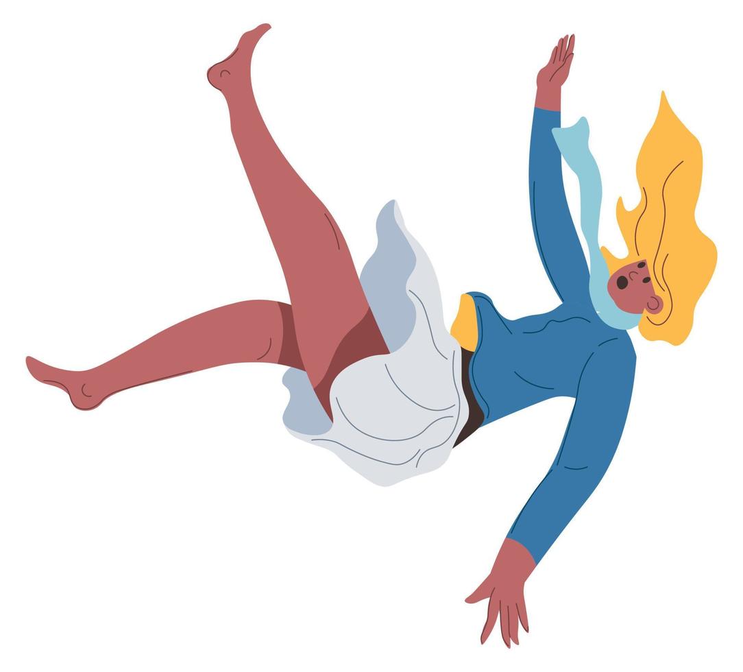Woman falling down on road, metaphor of failure vector