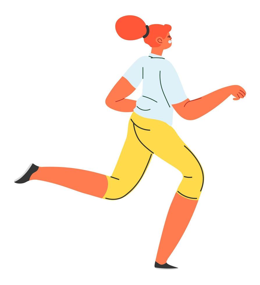 Jogging woman, running cardio exercise for health vector